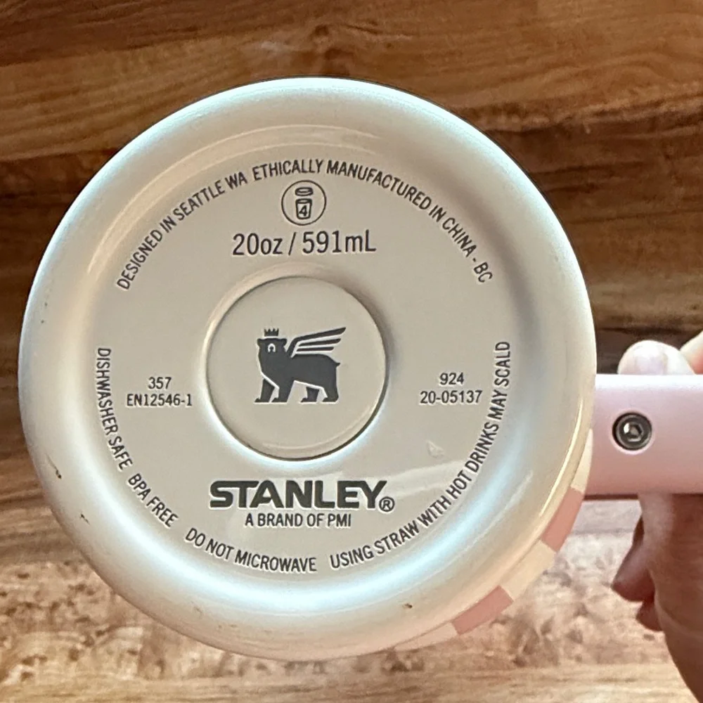 Stanley Pink and White Striped Tumbler with Handle - Picture 4 of 4